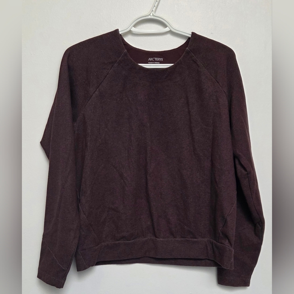 Arc'teryx Momento Centre Womens Sz M Berry Terry Crewneck Boxy Cozy Sweatshirt